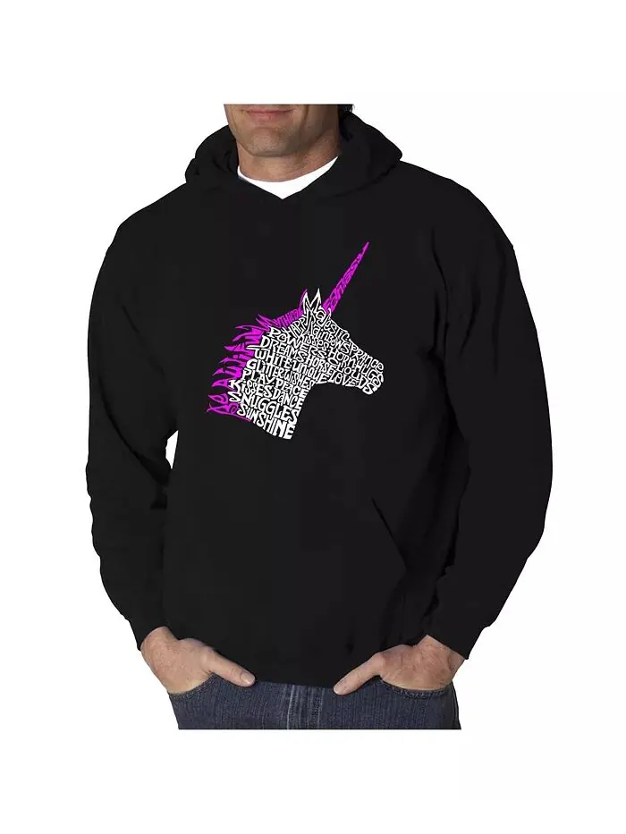 Мужская толстовка с капюшоном Word Art - Unicorn LA Pop Art — изображение 1 из 3, черный