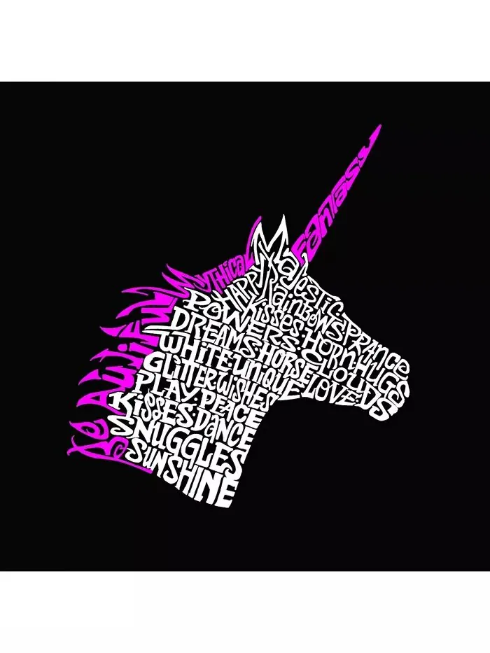Мужская толстовка с капюшоном Word Art - Unicorn LA Pop Art — изображение 2 из 3, черный