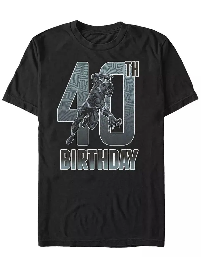 Мужская футболка с коротким рукавом Marvel Black Panther 40th Birthday Fifth Sun — изображение 1 из 1, черный