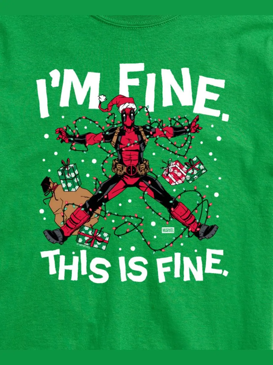 Мужская футболка с коротким рукавом Marvel "I'm Fine Deadpool" AIRWAVES — изображение 2 из 3, зеленый