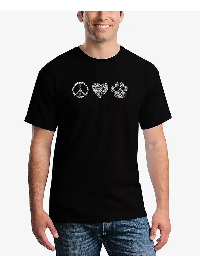 Футболка мужская Peace Love Cats Word Art с коротким рукавом LA Pop Art — изображение 1 из 3, черный