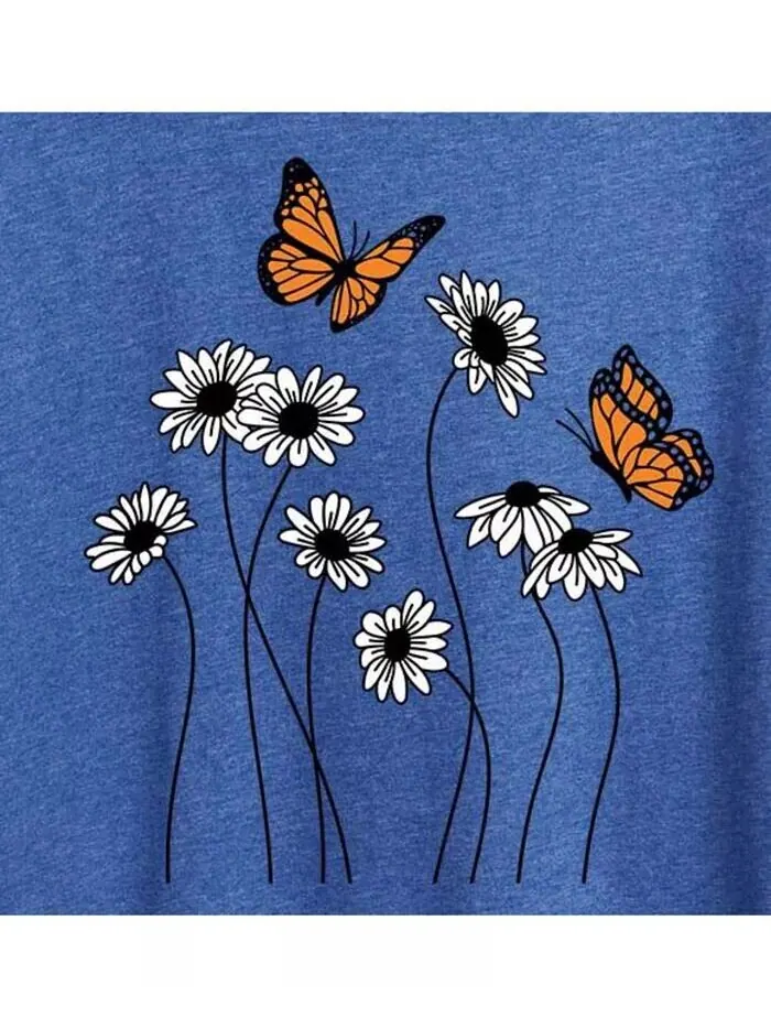 Футболка больших размеров с рисунком Wildflower Garden Hybrid Apparel — изображение 2 из 3, синий