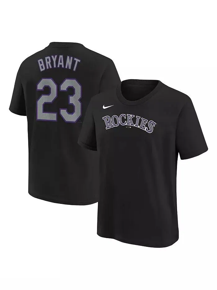 Футболка Big Boys and Girls Kris Bryant Black Colorado Rockies Home с именем игрока и номером Nike — изображение 1 из 3