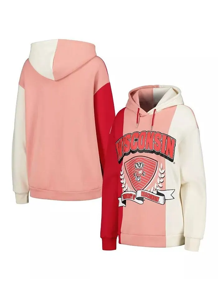 Женский пуловер с капюшоном Red Wisconsin Badgers Hall of Fame Colorblock Gameday Couture — изображение 1 из 3, красный