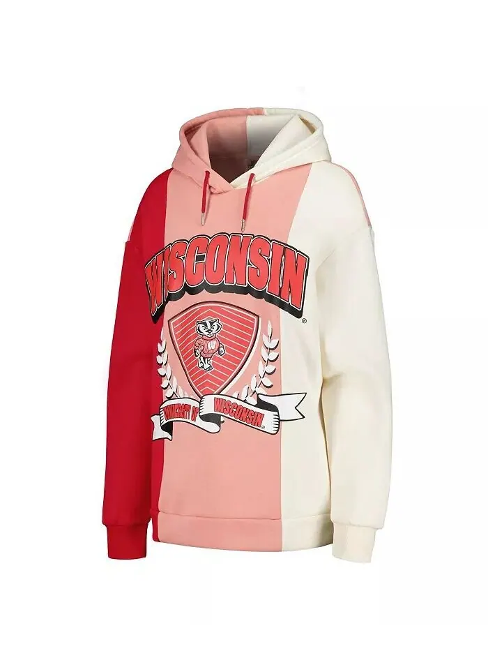 Женский пуловер с капюшоном Red Wisconsin Badgers Hall of Fame Colorblock Gameday Couture — изображение 2 из 3, красный