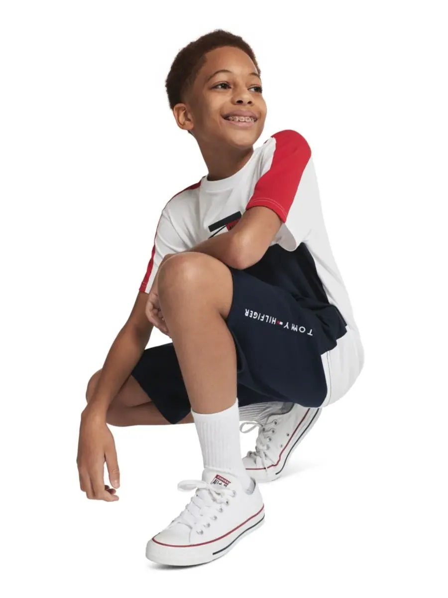 Детские шорты Tommy Knit Pull-On Shorts для мальчиков 8-20 лет Tommy Hilfiger — изображение 3 из 10, темно-синий