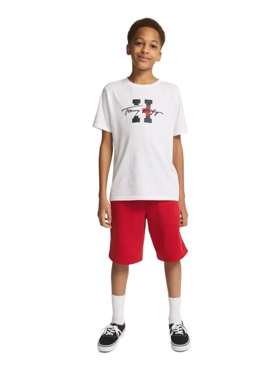 Детские шорты Tommy Knit Pull-On Shorts для мальчиков 8-20 лет Tommy Hilfiger — изображение 2 из 7, красный