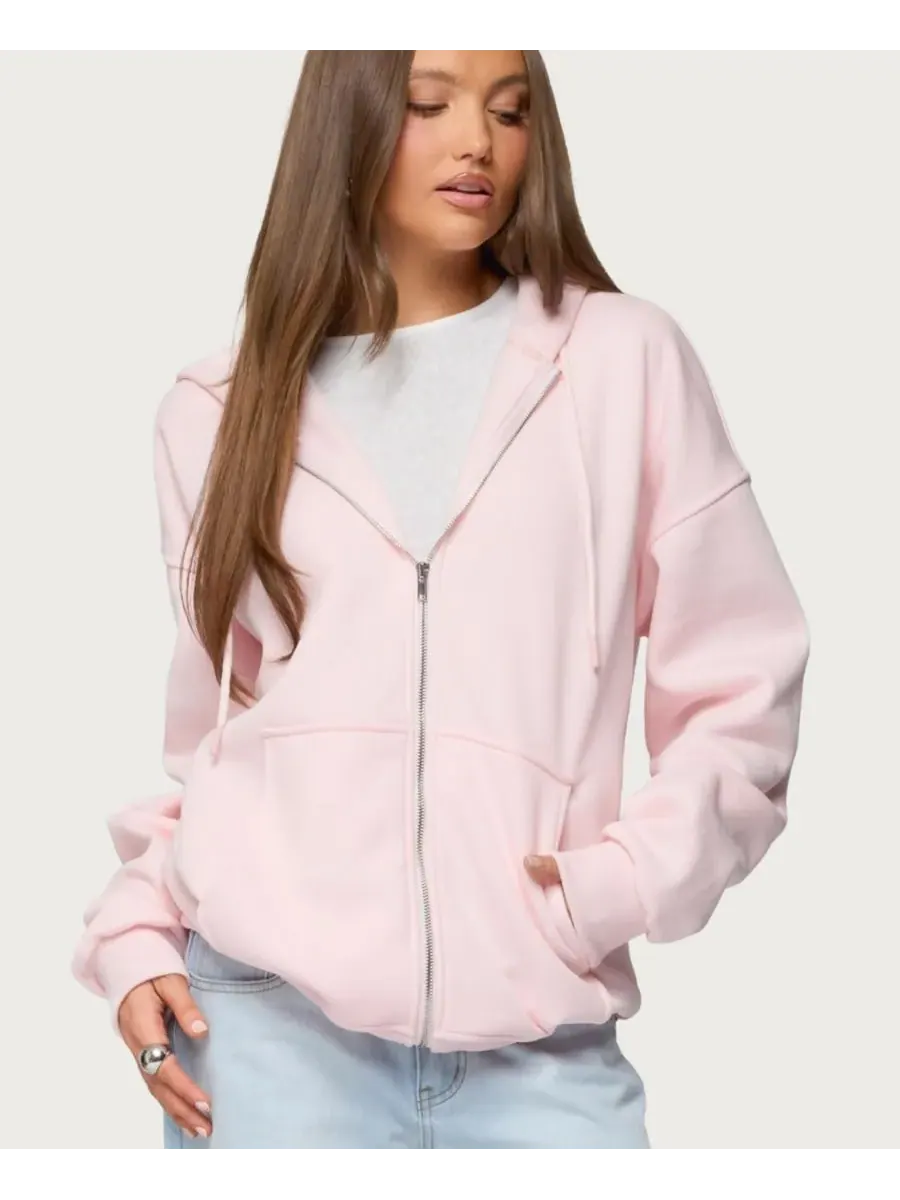 Женская толстовка Rocia Oversized на молнии Edikted — изображение 1 из 5, розовый