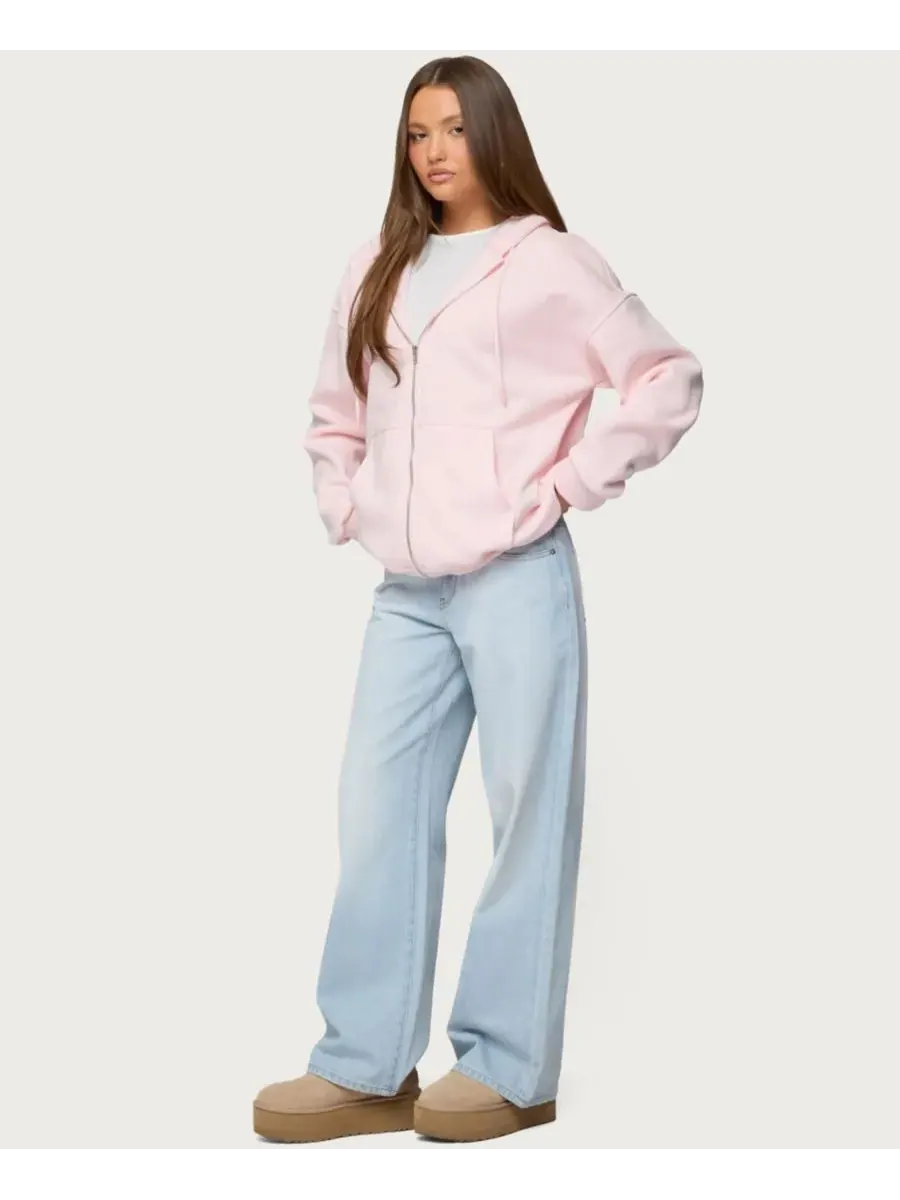 Женская толстовка Rocia Oversized на молнии Edikted — изображение 3 из 5, розовый