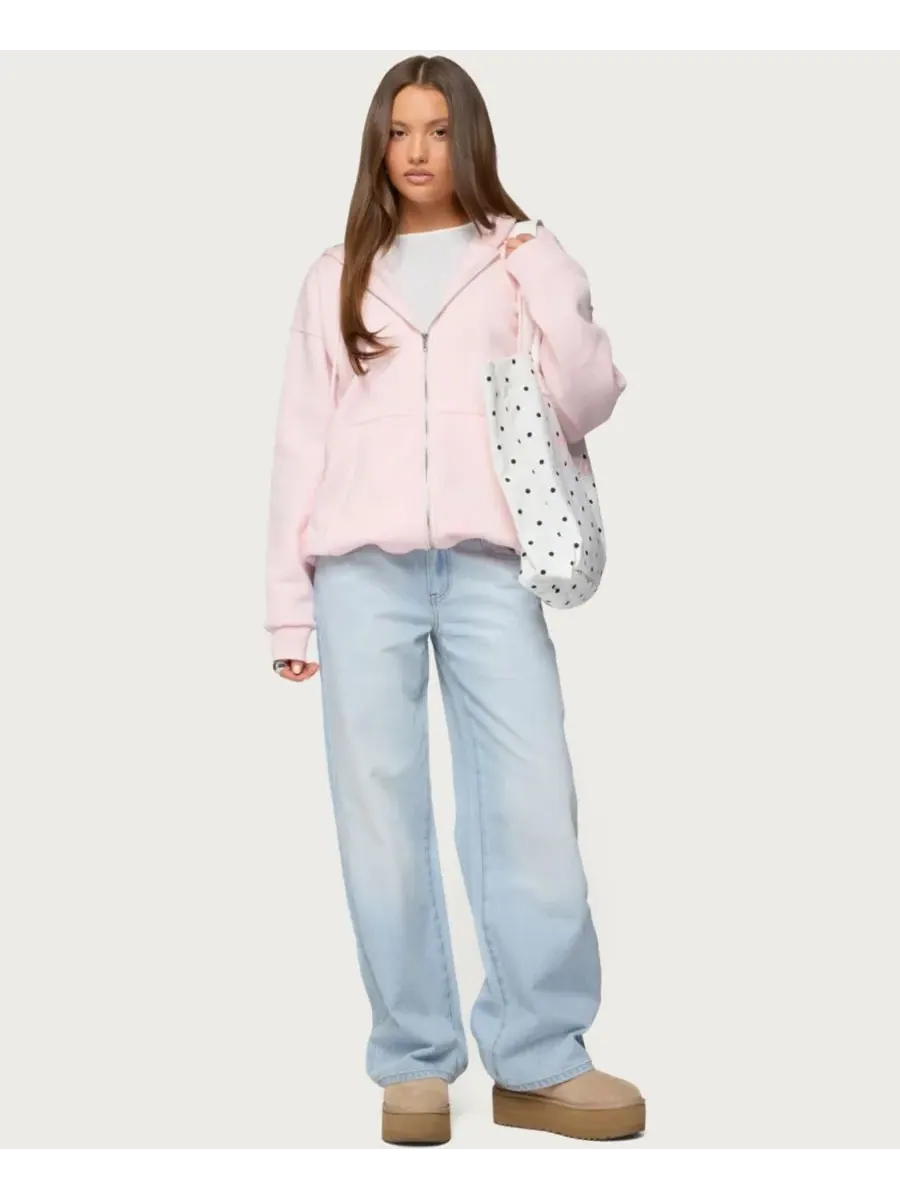 Женская толстовка Rocia Oversized на молнии Edikted — изображение 4 из 5, розовый