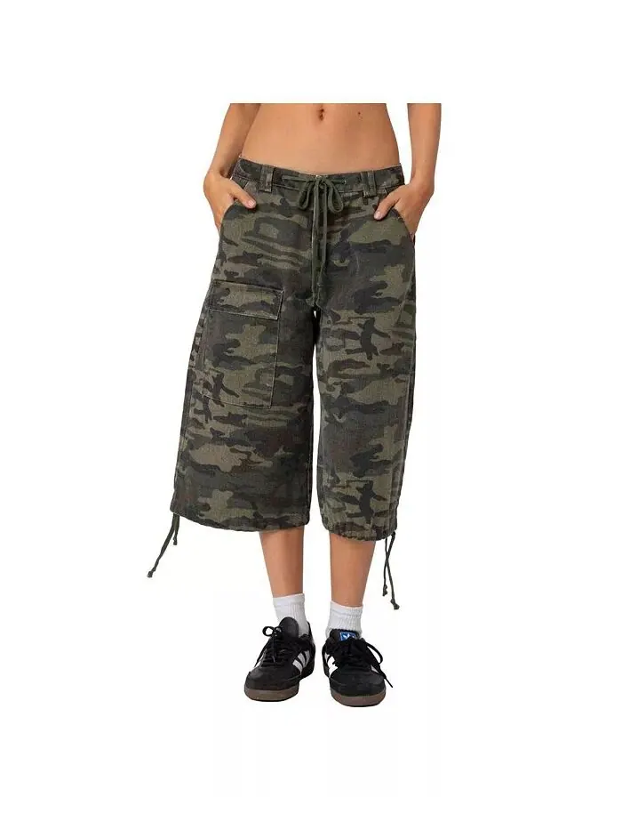Женские шорты-бермуды Camo Cargo Edikted — изображение 2 из 5, оливковый