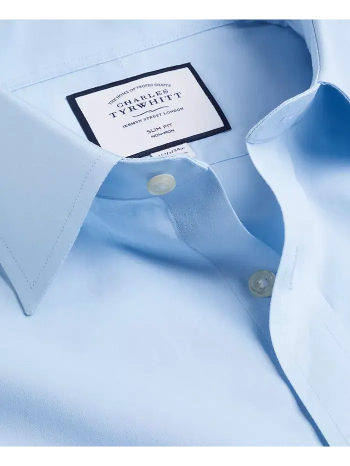 Мужская рубашка из поплина Slim-Fit Charles Tyrwhitt — изображение 3 из 4, синий
