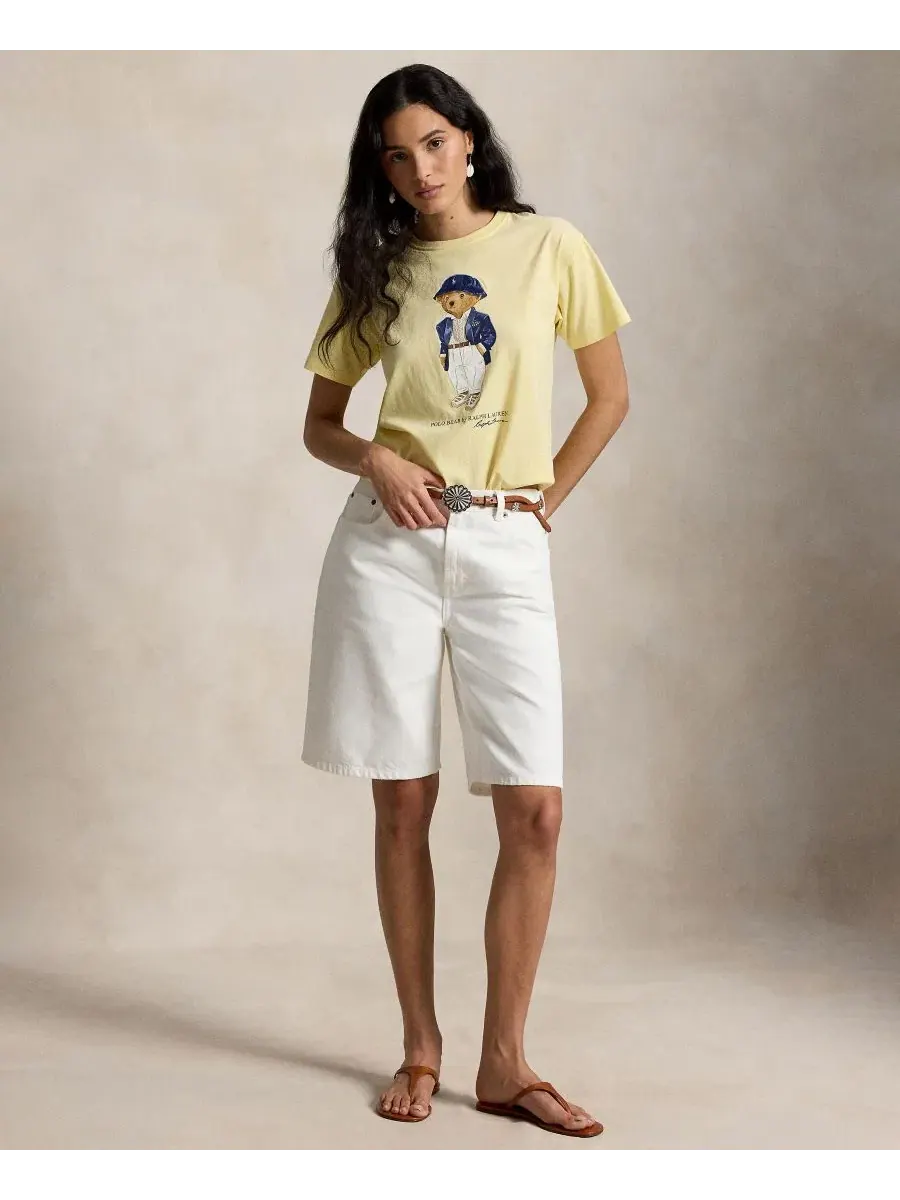 Женская футболка с круглым вырезом и принтом медведя Polo Ralph Lauren — изображение 3 из 5, желтый