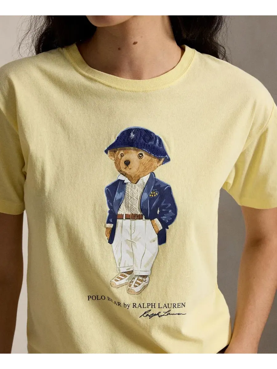 Женская футболка с круглым вырезом и принтом медведя Polo Ralph Lauren — изображение 5 из 5, желтый
