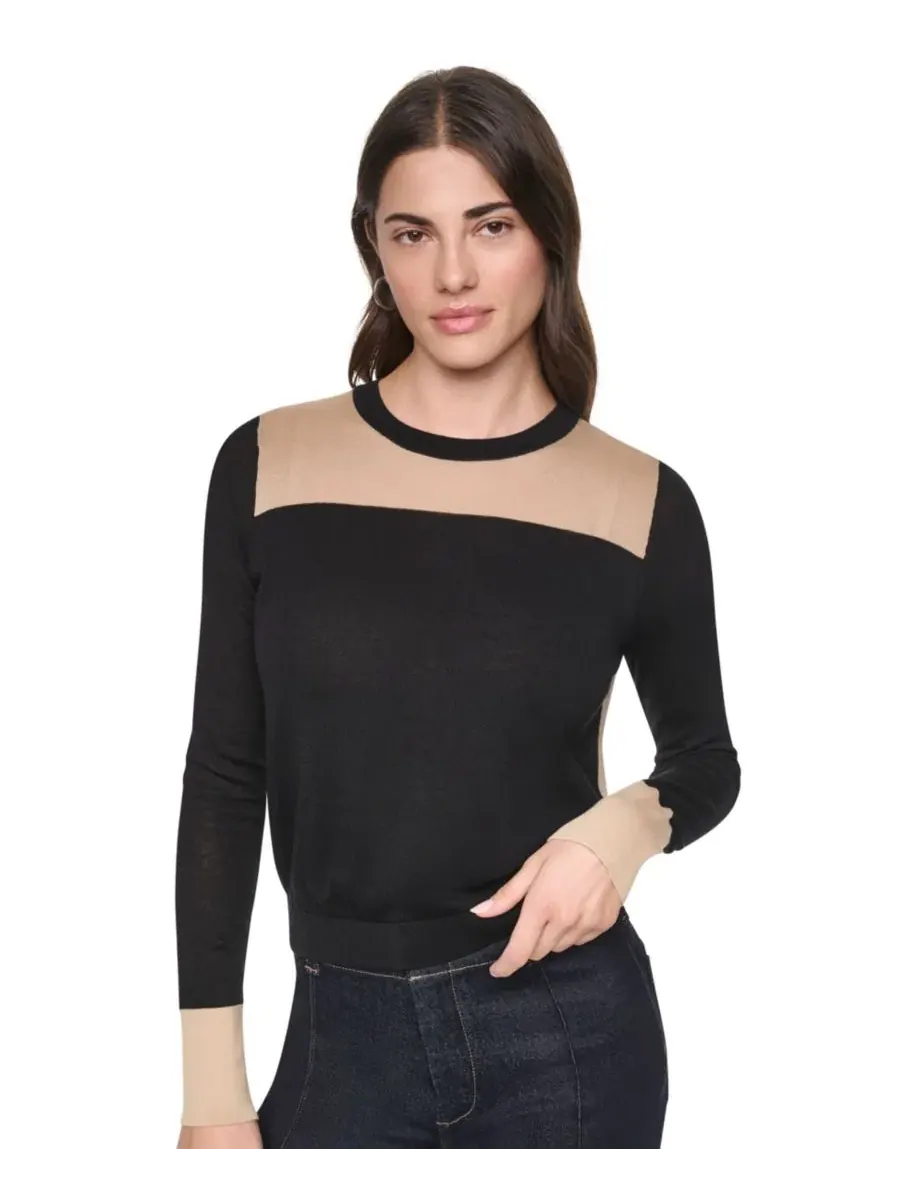 Свитер с цветовым блоком, с длинным рукавом, хлопковый DKNY