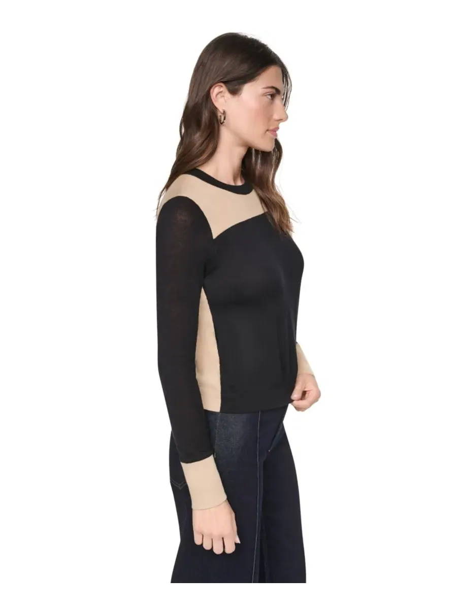 Свитер с цветовым блоком, с длинным рукавом, хлопковый DKNY — изображение 3 из 5, черный