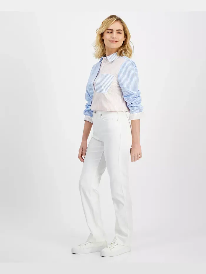 Узкие джинсы с высокой посадкой и прямыми штанинами Petite High-Rise Natural Straight-Leg Jeans — изображение 5 из 5