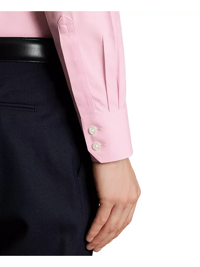 Мужская классическая рубашка Slim-Fit из несминаемого твила Charles Tyrwhitt — изображение 3 из 5, розовый
