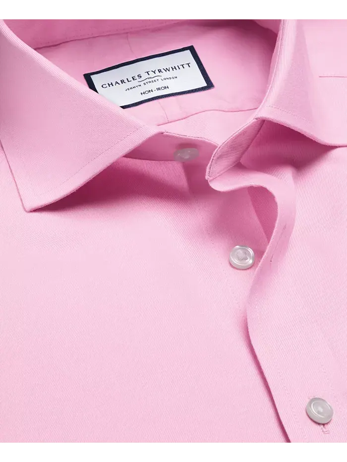 Мужская классическая рубашка Slim-Fit из несминаемого твила Charles Tyrwhitt — изображение 5 из 5, розовый
