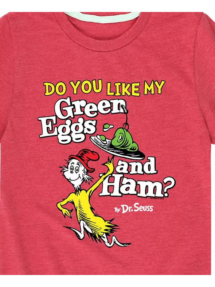 Футболка для мальчиков Toddler с принтом Green Eggs Ham Dr. Seuss — изображение 3 из 3, красный