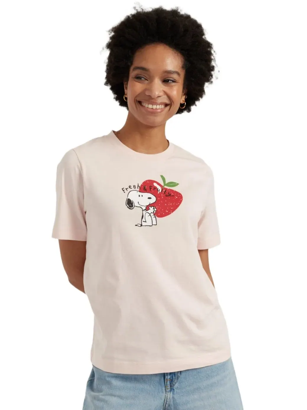 Футболка из мягкого хлопка с принтом Snoopy Apple Chinti & Parker — изображение 1 из 3, розовый