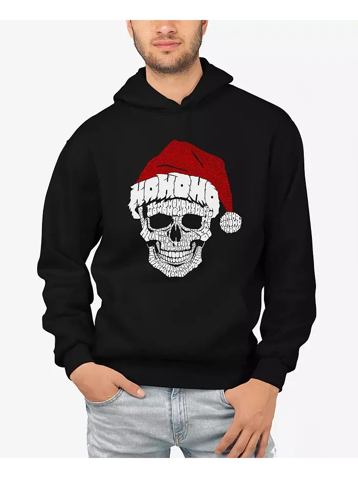 Мужская толстовка с капюшоном Santa Skull Word Art La Pop Art — изображение 1 из 3, черный