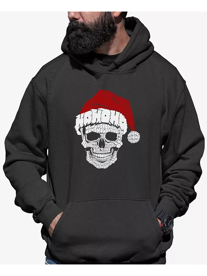 Мужская толстовка с капюшоном Santa Skull Word Art La Pop Art — изображение 1 из 5, серый