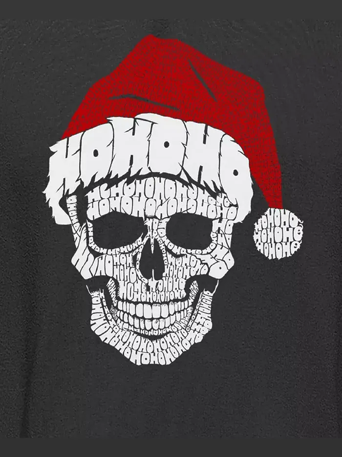 Мужская толстовка с капюшоном Santa Skull Word Art La Pop Art — изображение 3 из 5, серый