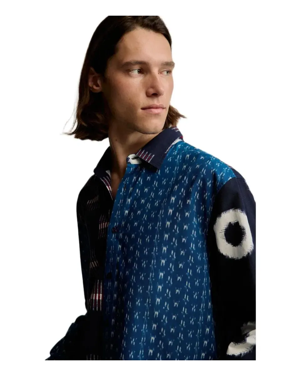 Мужская рубашка с нашивкой Desigual — изображение 2 из 5, синий