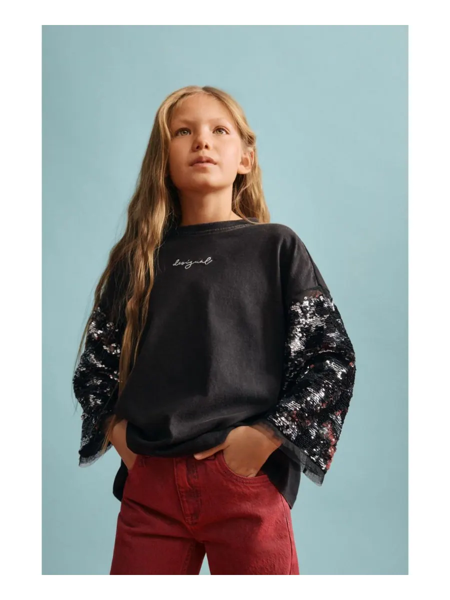 Детская футболка с рукавом 3/4 и звездами Desigual — изображение 1 из 6, черный