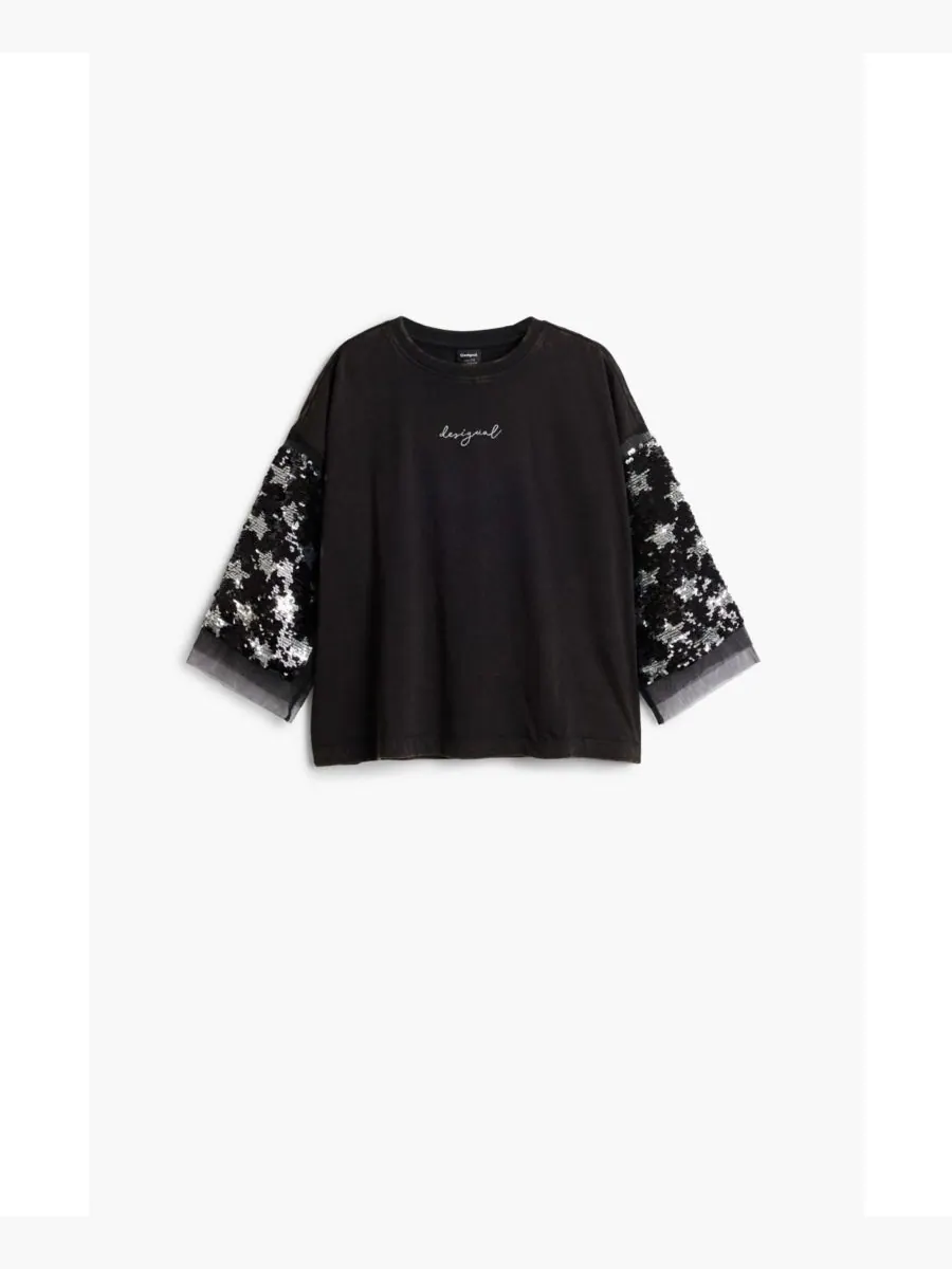 Детская футболка с рукавом 3/4 и звездами Desigual — изображение 4 из 6, черный