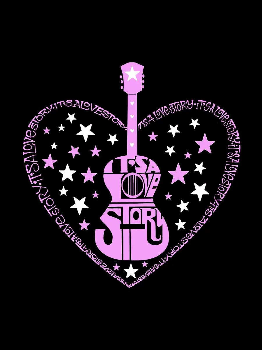 Женская футболка с длинными рукавами "It's A Love Story" с надписью "Word Art" LA Pop Art — изображение 3 из 3, черный