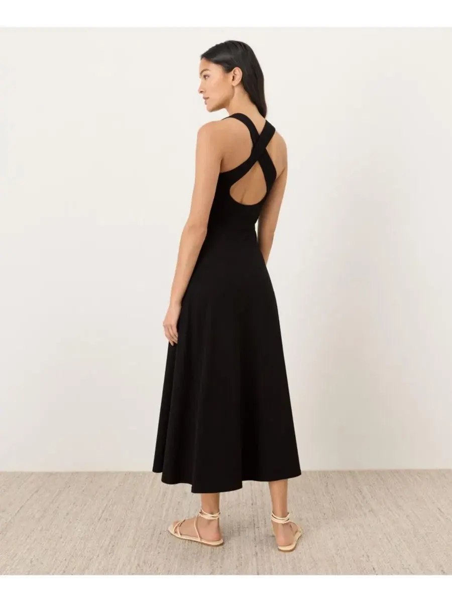 Платье-макси без рукавов с открытой спиной из органического хлопка Fit and Flare Open Back Maxi — изображение 2 из 5, черный