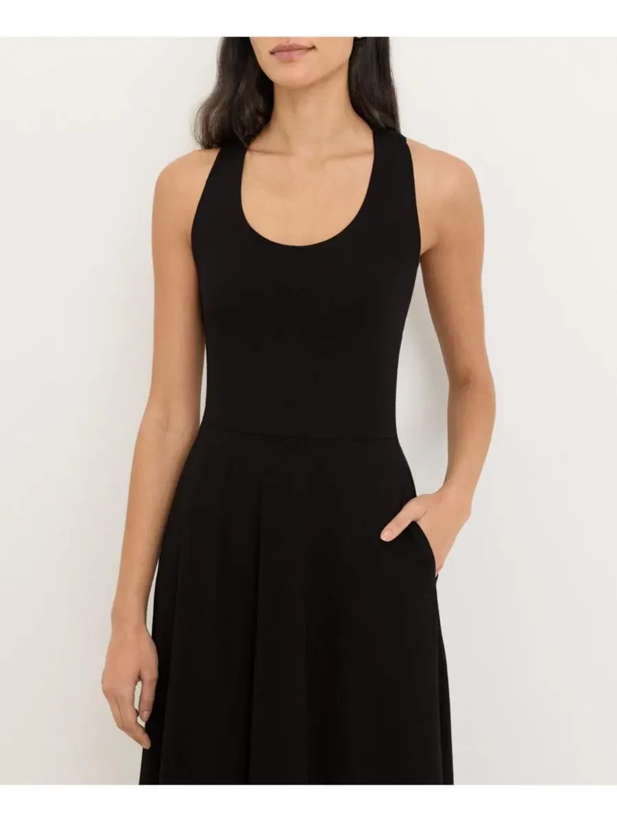 Платье-макси без рукавов с открытой спиной из органического хлопка Fit and Flare Open Back Maxi — изображение 4 из 5, черный