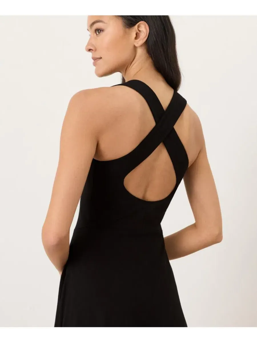Платье-макси без рукавов с открытой спиной из органического хлопка Fit and Flare Open Back Maxi — изображение 5 из 5, черный