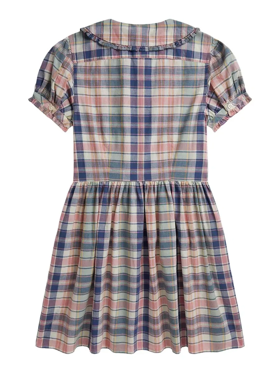 Платье с коротким рукавом, принт в клетку, модель Girls' 7-16 Short-Sleeve Dress Shirt Polo Ralph — изображение 2 из 3