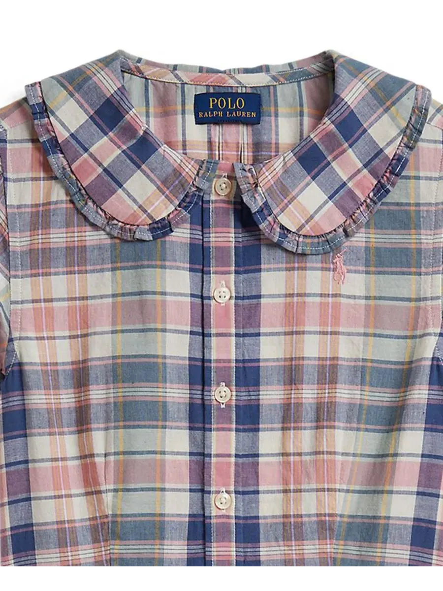 Платье с коротким рукавом, принт в клетку, модель Girls' 7-16 Short-Sleeve Dress Shirt Polo Ralph — изображение 3 из 3