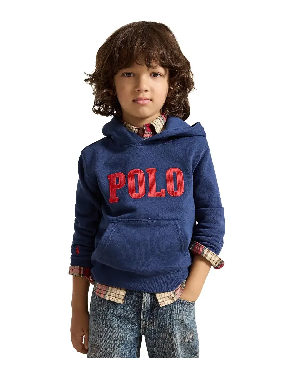 Худи из футера с вышивкой Polo Ralph Lauren — изображение 1 из 6, темно-синий