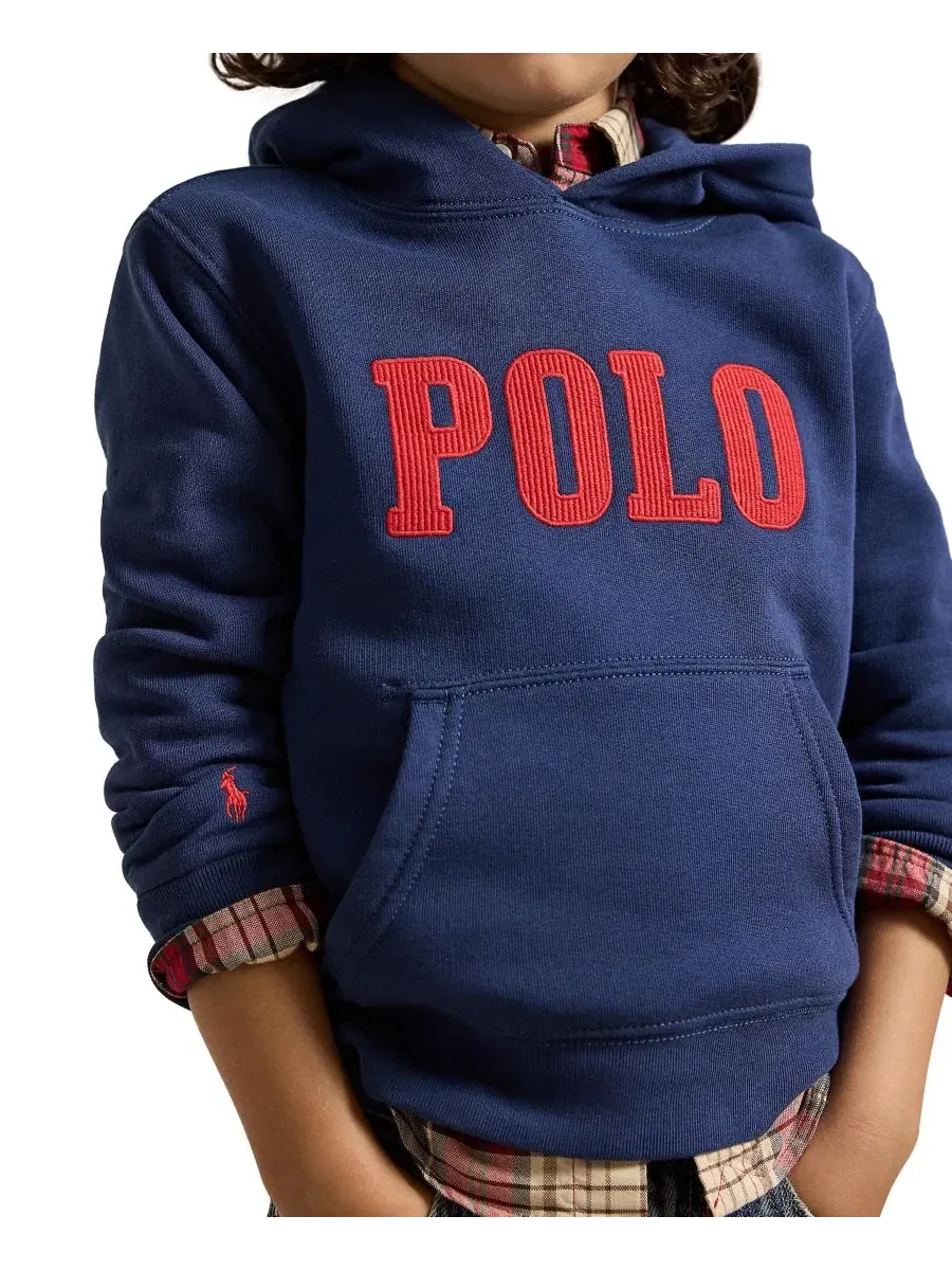 Худи из футера с вышивкой Polo Ralph Lauren — изображение 3 из 6, темно-синий