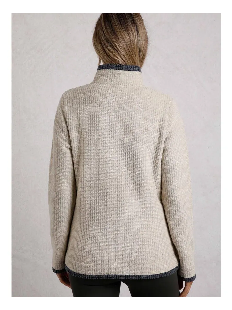 Свитшот с молнией и воротником-стойкой Grid Fleece Mock-Neck Weird Fish — изображение 3 из 6, экру