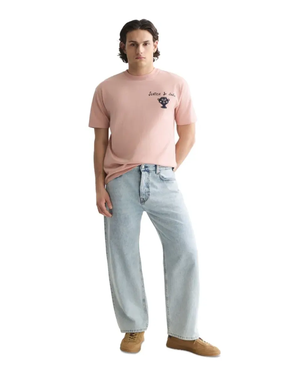 Футболка мужская с графическим принтом SCOTCH & SODA — изображение 3 из 6, розовый