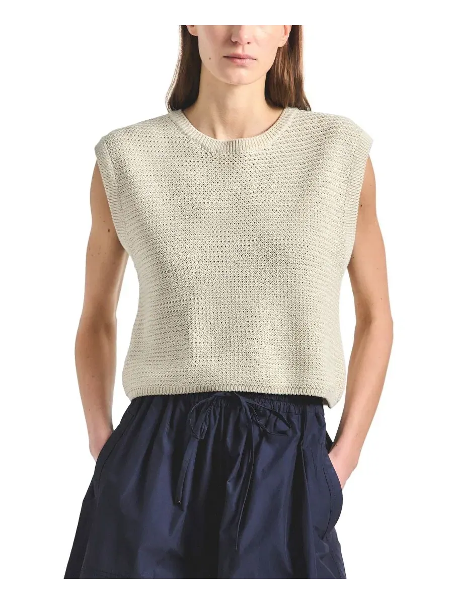 Свитер без рукавов с текстурной вязкой Vivienne Mesh Knit Derek Lam 10 Crosby — изображение 2 из 5, бежевый