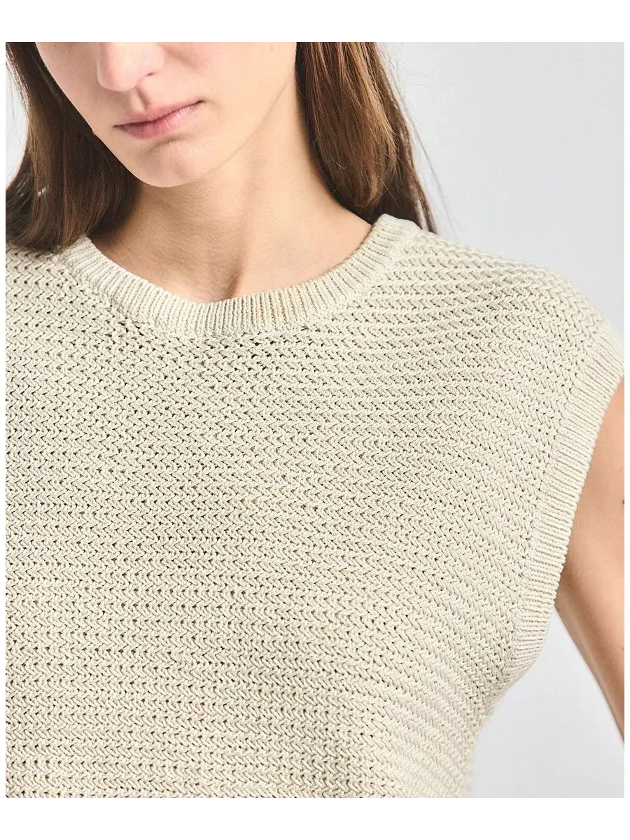 Свитер без рукавов с текстурной вязкой Vivienne Mesh Knit Derek Lam 10 Crosby — изображение 4 из 5, бежевый