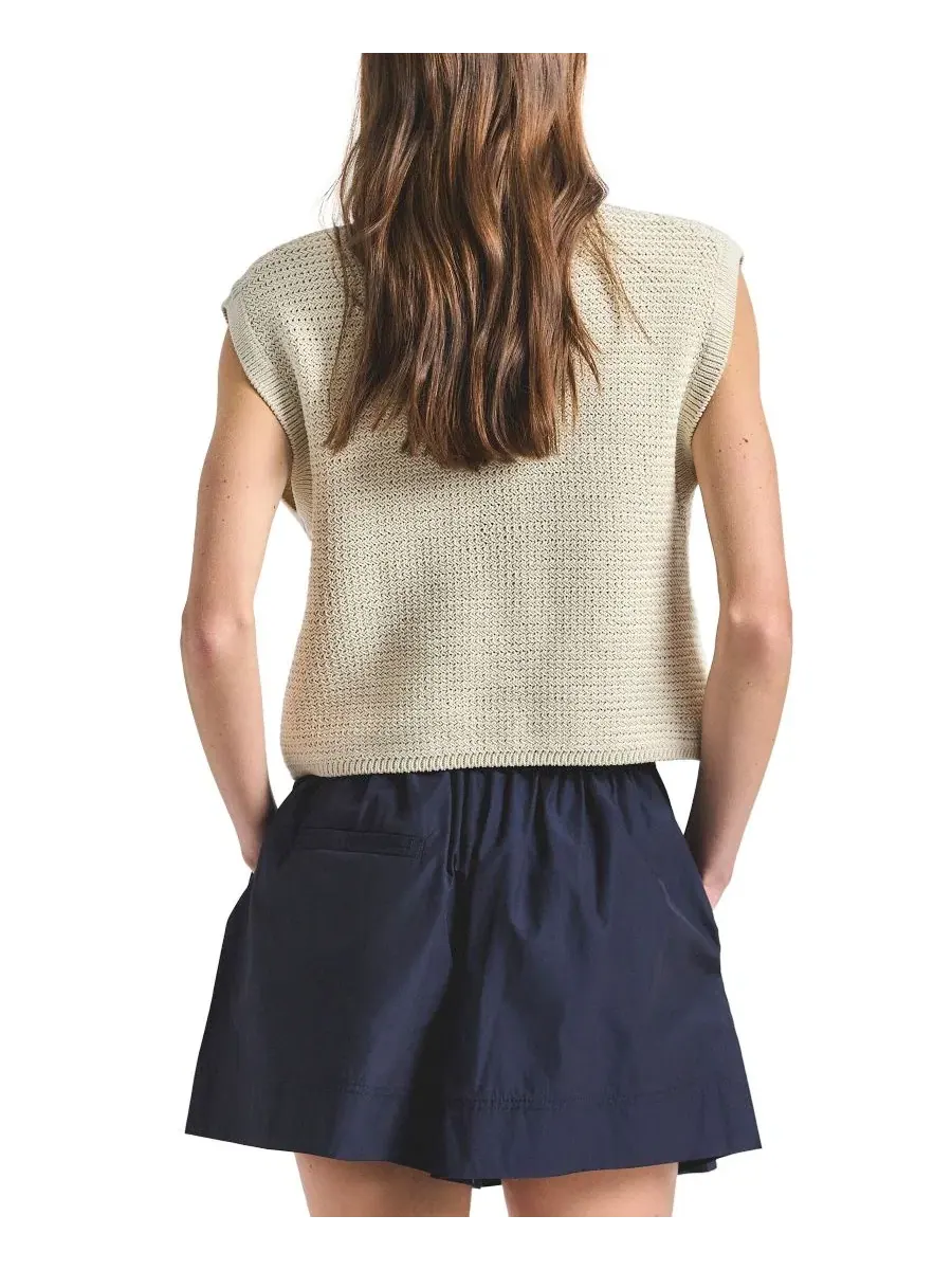 Свитер без рукавов с текстурной вязкой Vivienne Mesh Knit Derek Lam 10 Crosby — изображение 5 из 5, бежевый