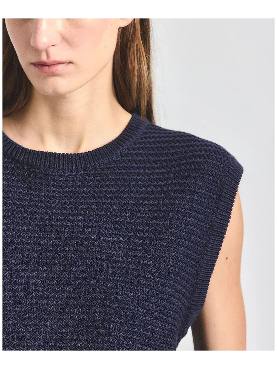 Свитер из сетки без рукавов Vivienne Mesh Knit Derek Lam 10 Crosby — изображение 2 из 4, темно-синий