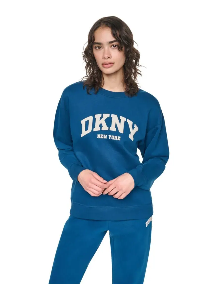 Женский свитшот Varsity Puff Logo DKNY Sport, Poseidon Oat — изображение 1 из 4