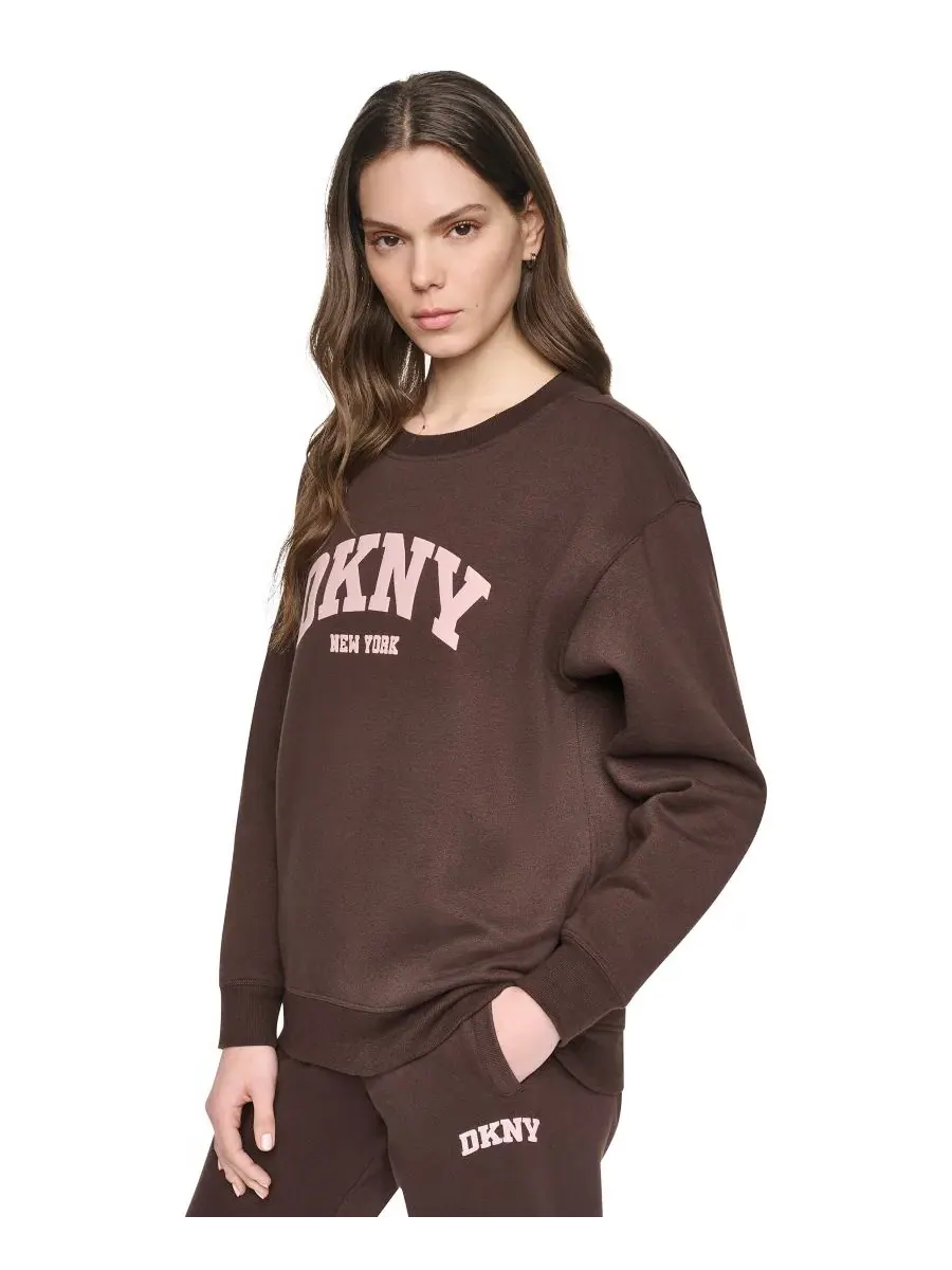 Женский свитшот с принтом Varsity Puff Logo DKNY Sport — изображение 3 из 4, розовый