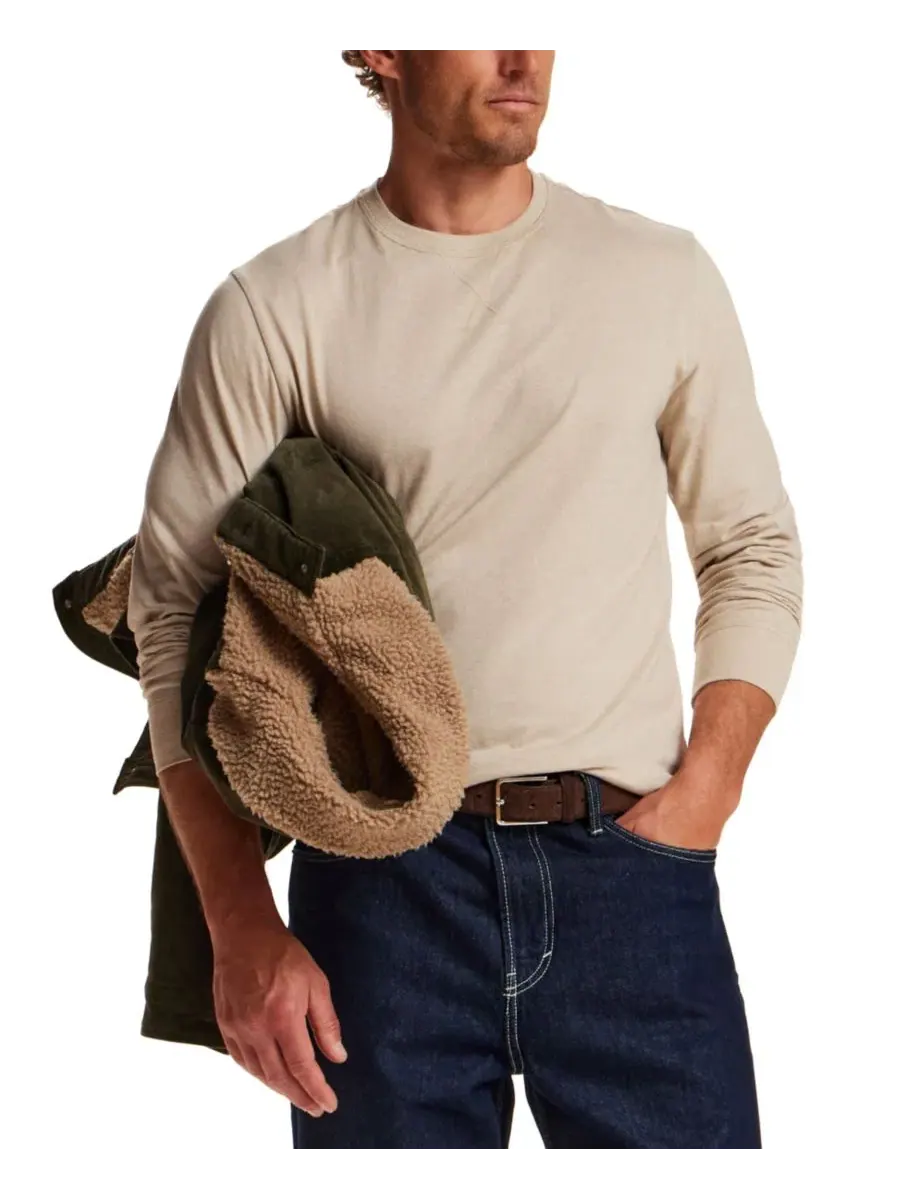 Мужская футболка с длинным рукавом, микрополоска Weatherproof Vintage — изображение 2 из 5, светлый бежевый