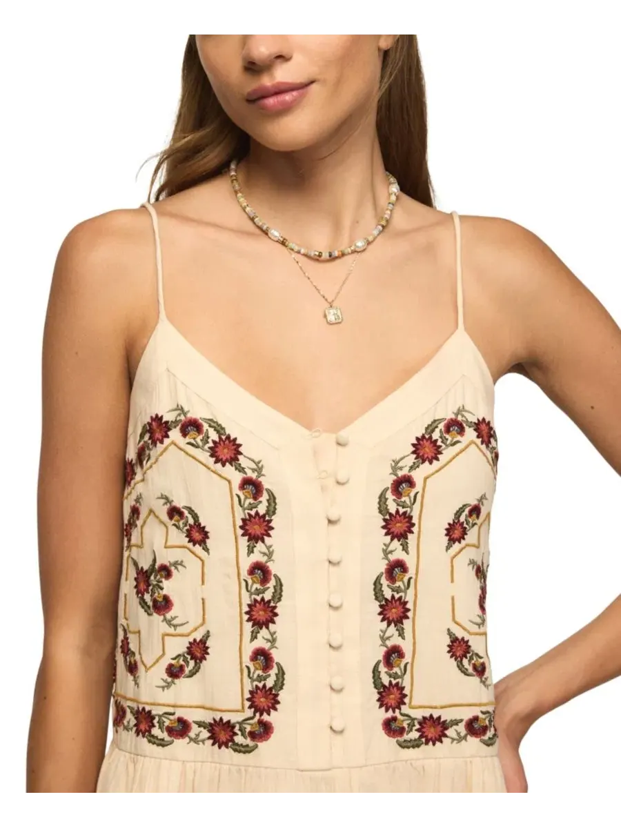 Платье мини с контрастной вышивкой, без рукавов Lucky Brand — изображение 3 из 4, белый