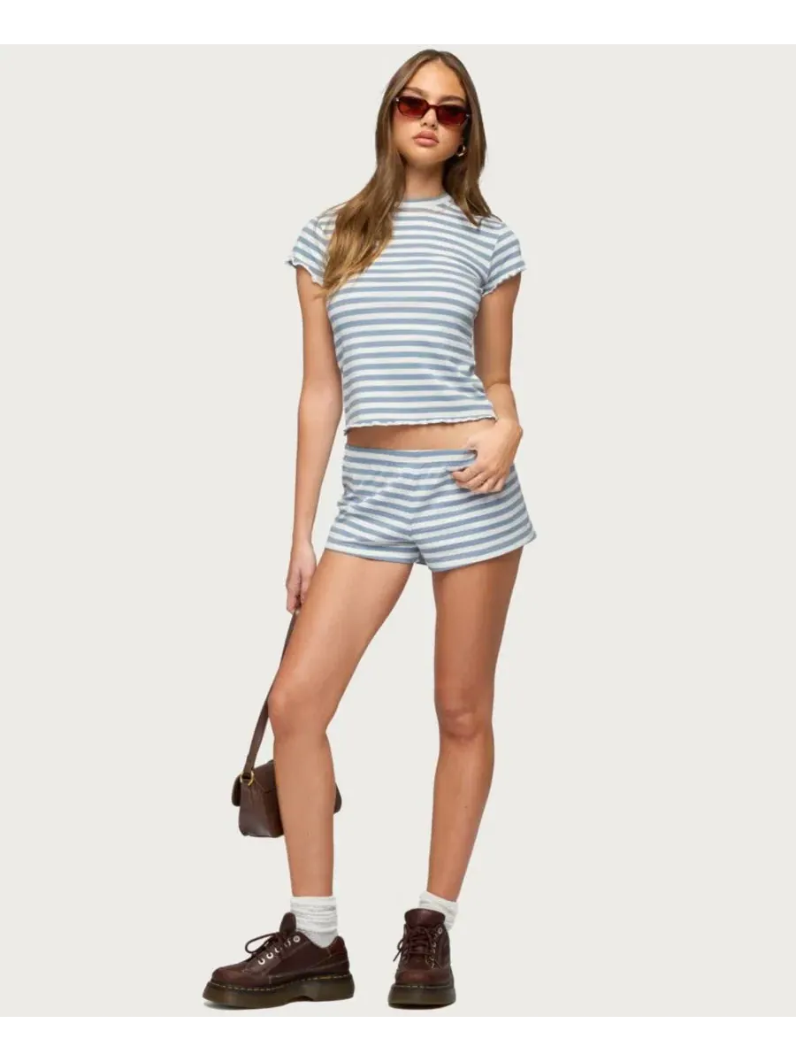 Футболка с коротким рукавом Aubrie Striped Edikted — изображение 5 из 5, синий--белый